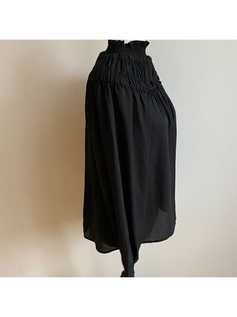Chelsea28 Bnwt Black Sz Xsmall Blouse Mock Neck Ruffles Long Sleeve — image 2 of 5